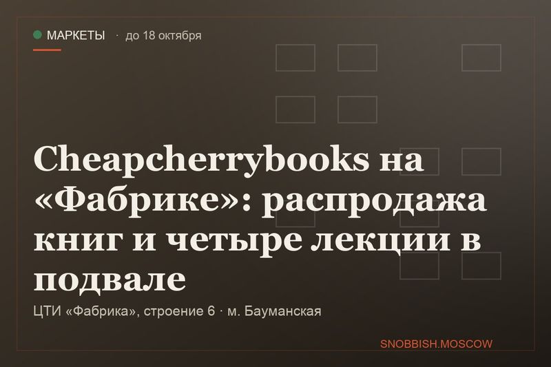 Cheapcherrybooks на «Фабрике»: распродажа книг и четыре лекции в подвале