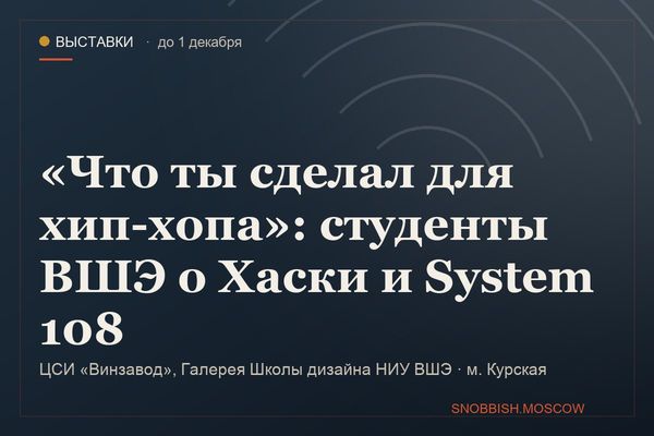 «Что ты сделал для хип-хопа»: студенты ВШЭ о Хаски и System 108, ЦСИ «Винзавод», Галерея Школы дизайна НИУ ВШЭ