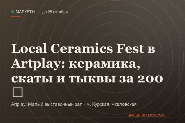 Local Ceramics Fest в Artplay: керамика, скаты и тыквы за 200 ₽, Artplay, Малый выставочный зал