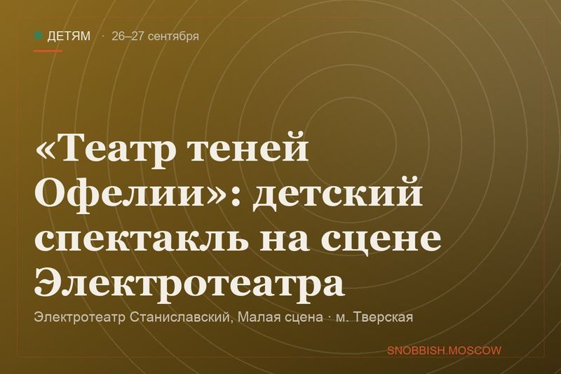 «Театр теней Офелии»: детский спектакль на сцене Электротеатра